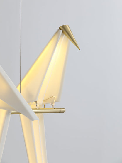 Paper Crane LED Chandelier with Warm Light