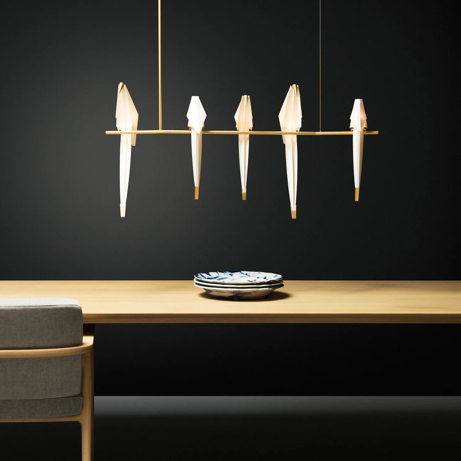 Paper Crane LED Chandelier with Warm Light — alternate angle