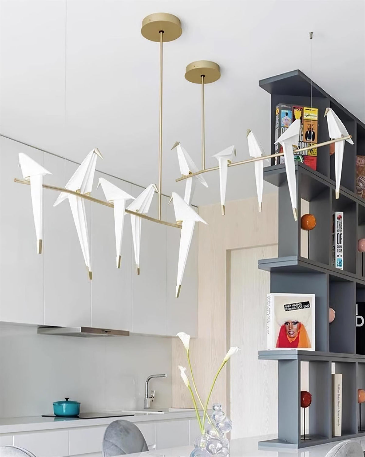 Paper Crane LED Chandelier with Warm Light