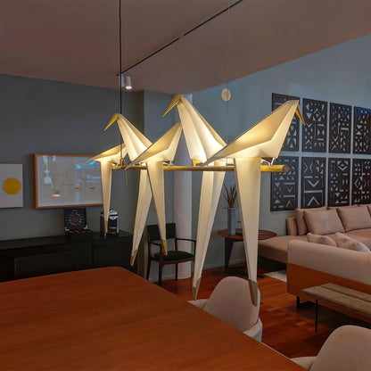 Paper Crane LED Chandelier with Warm Light