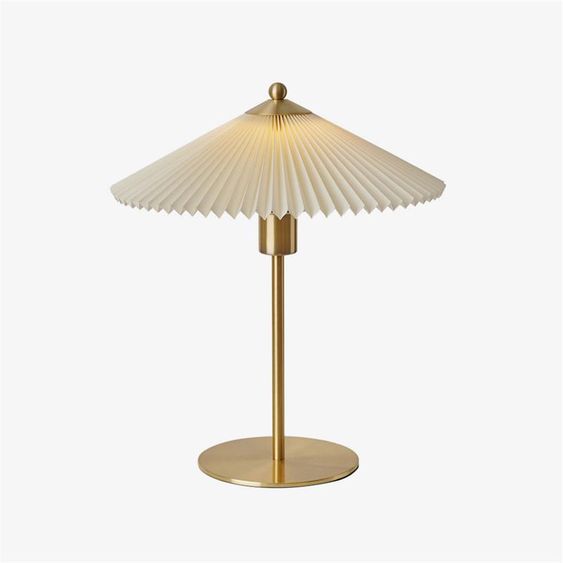 Pleated Table Lamp, Gold Finish