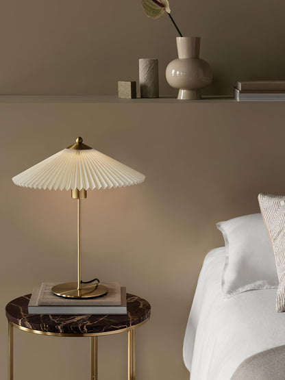 Pleated Table Lamp, Gold Finish
