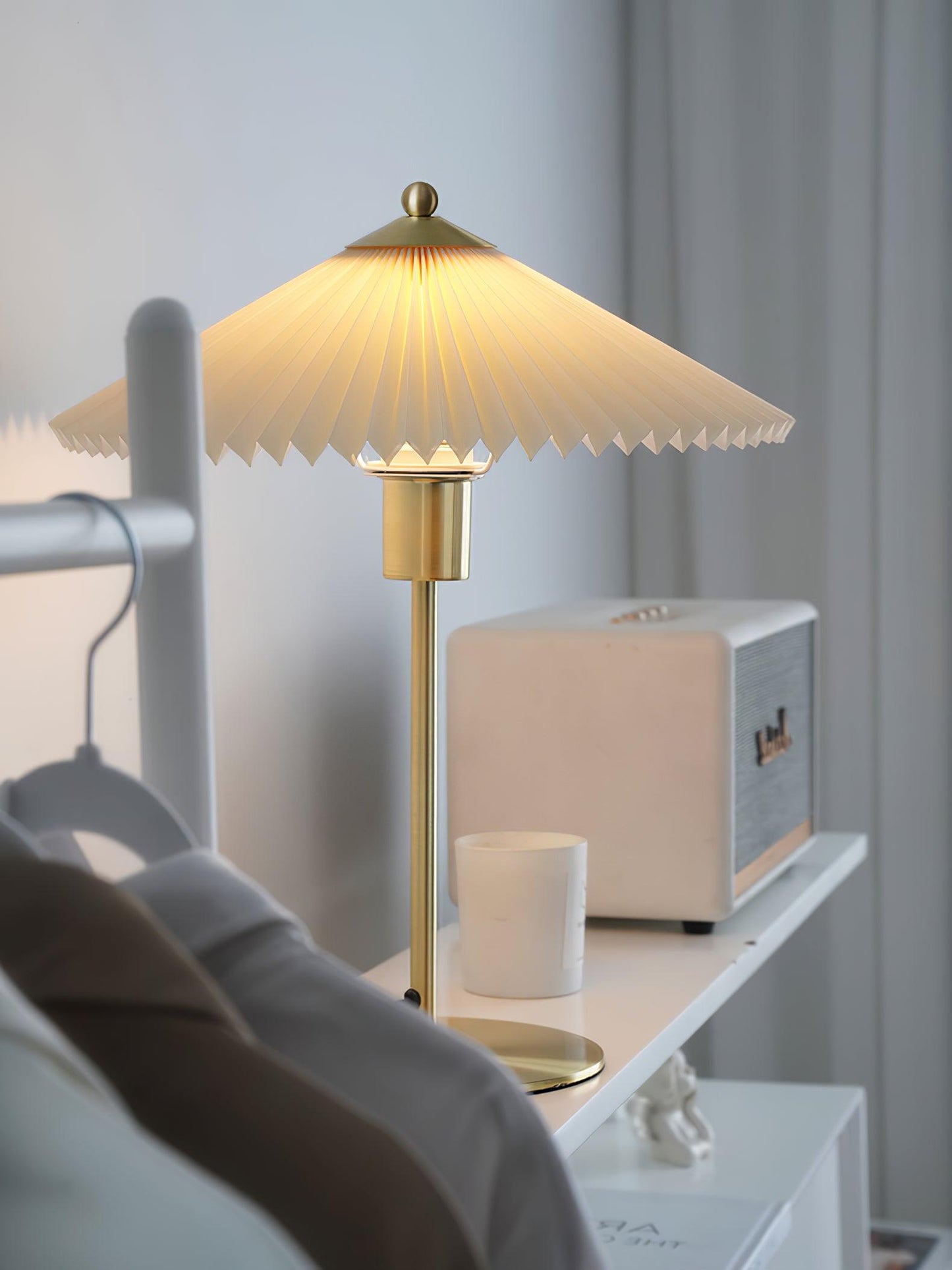 Pleated Table Lamp, Gold Finish