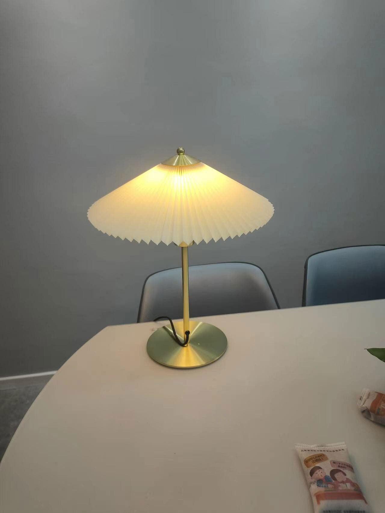 Pleated Table Lamp, Gold Finish