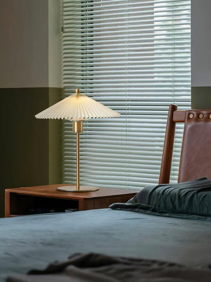 Pleated Table Lamp, Gold Finish