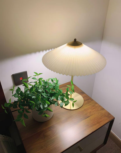 Pleated Table Lamp, Gold Finish