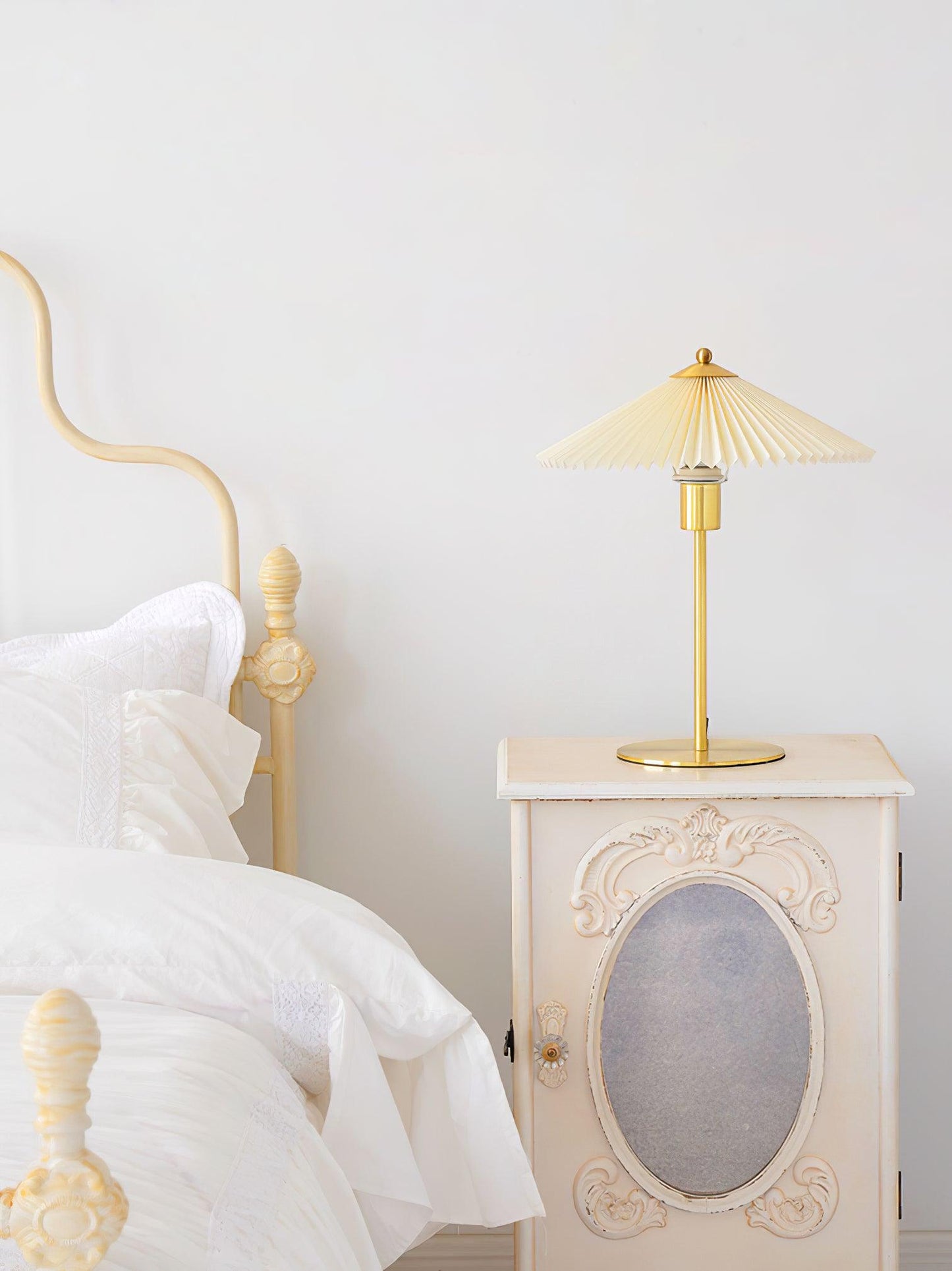 Pleated Table Lamp, Gold Finish