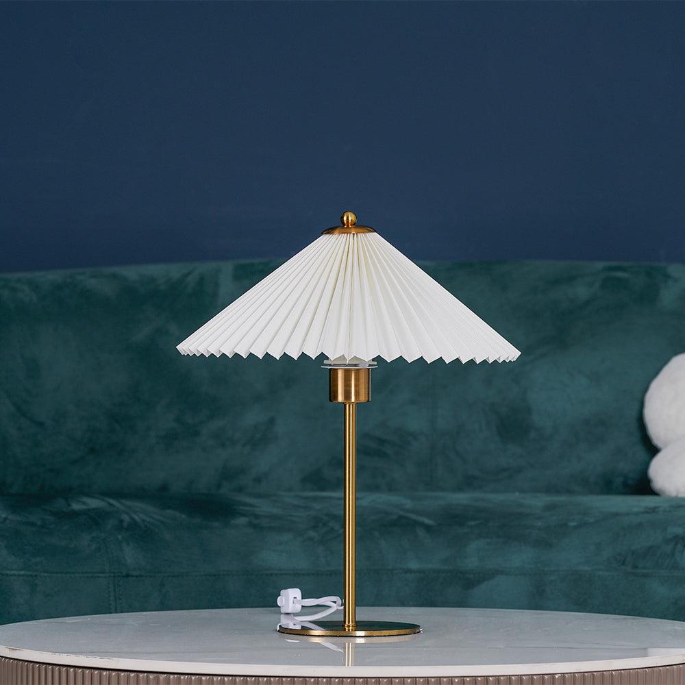 Pleated Table Lamp, Gold Finish
