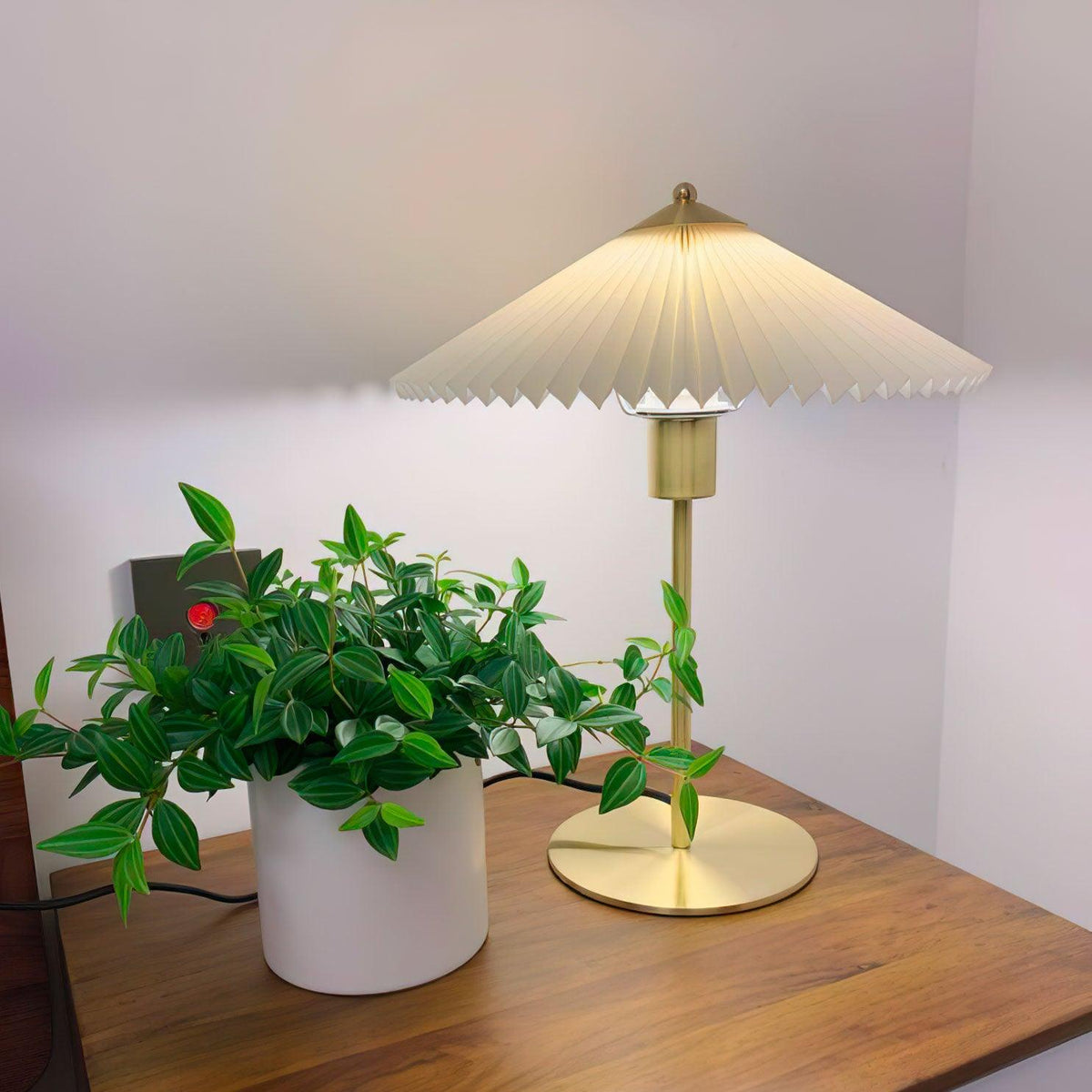 Pleated Table Lamp, Gold Finish