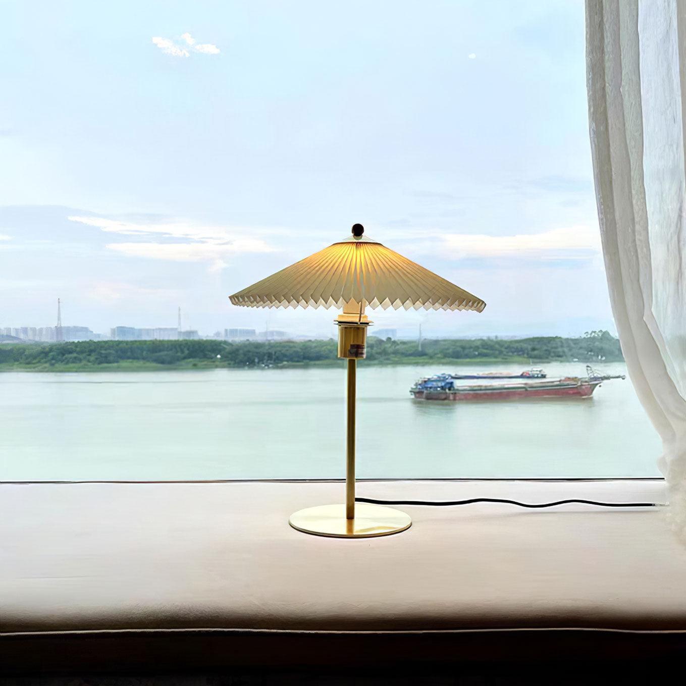 Pleated Table Lamp, Gold Finish