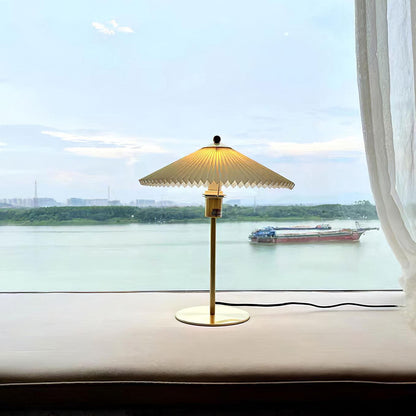 Pleated Table Lamp, Gold Finish
