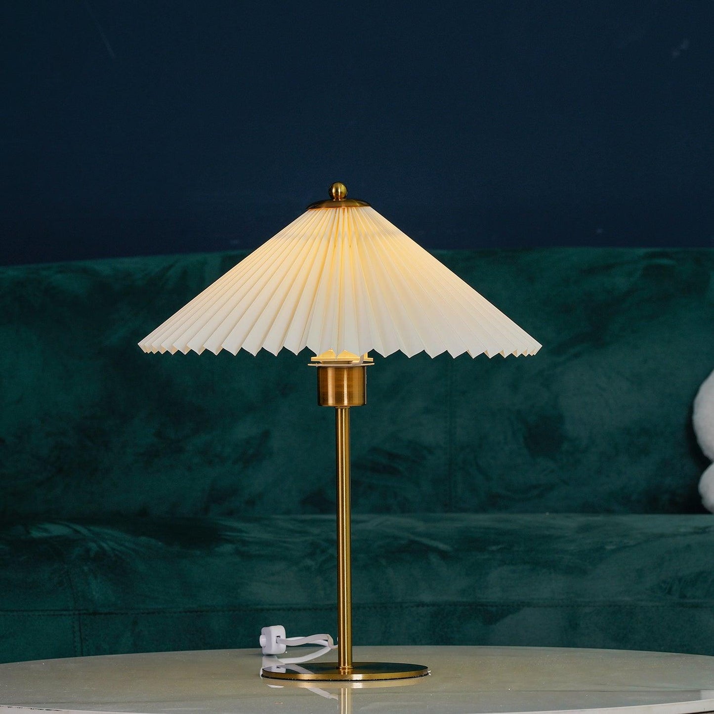 Pleated Table Lamp, Gold Finish