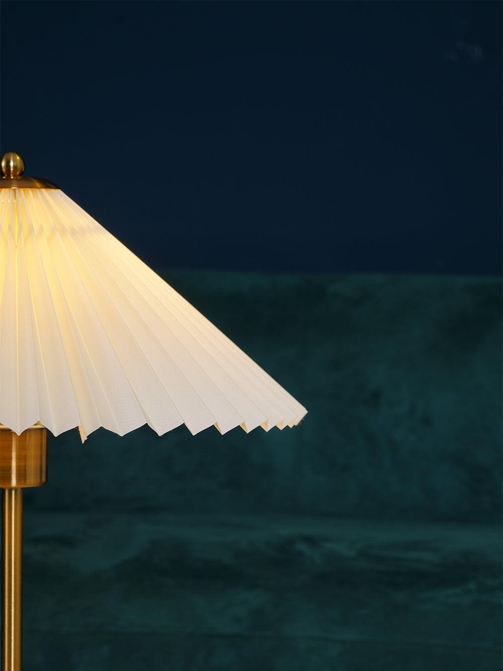 Pleated Table Lamp, Gold Finish — detail view