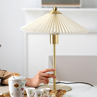 Pleated Table Lamp, Gold Finish