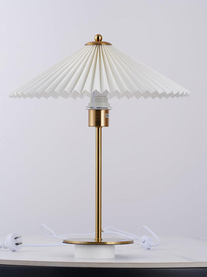 Pleated Table Lamp, Gold Finish