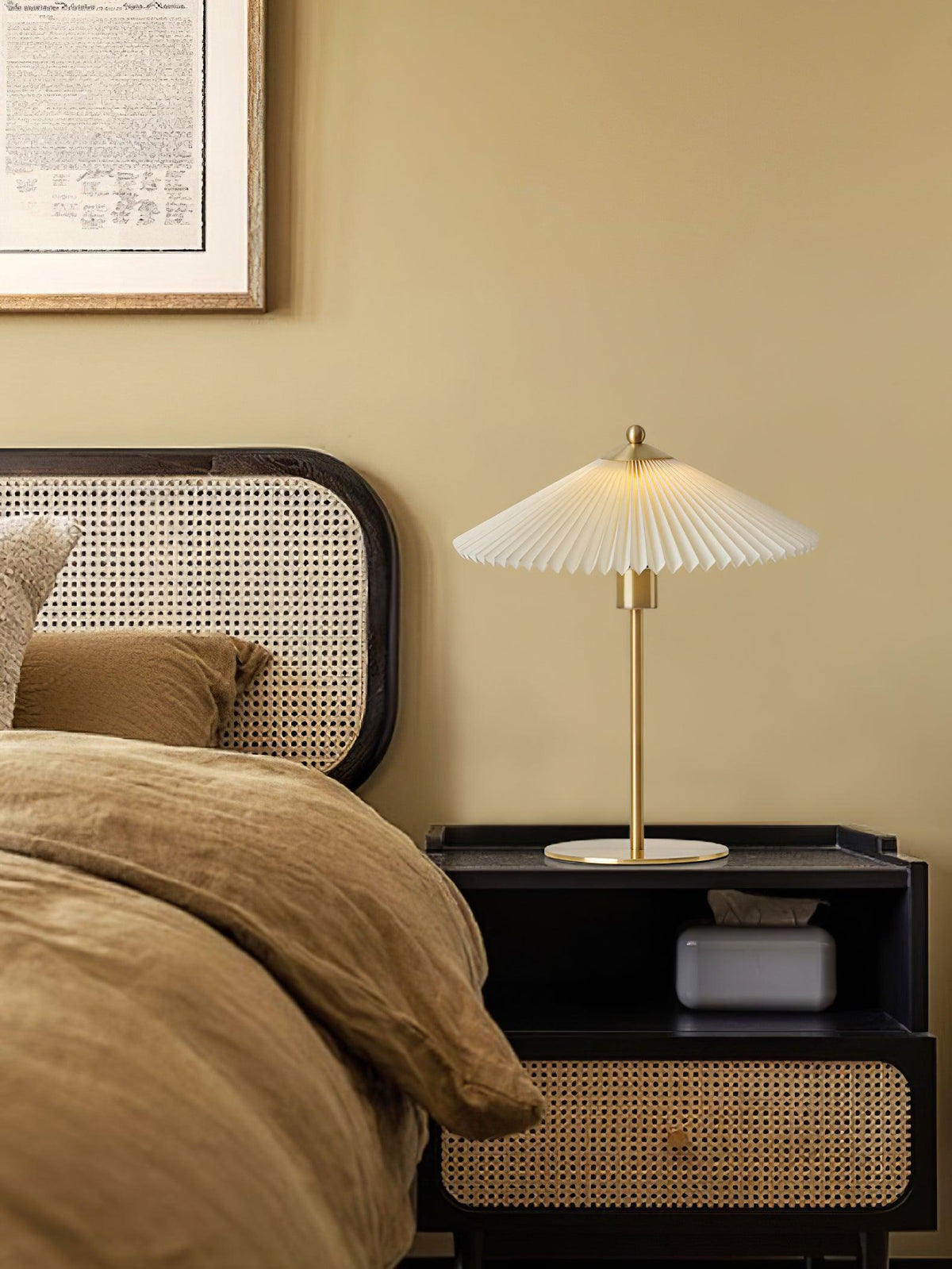 Pleated Table Lamp, Gold Finish