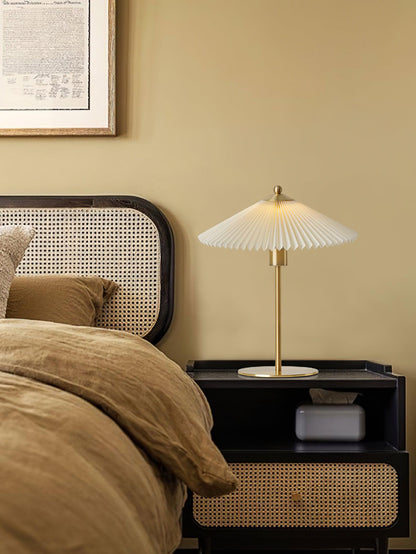 Pleated Table Lamp, Gold Finish