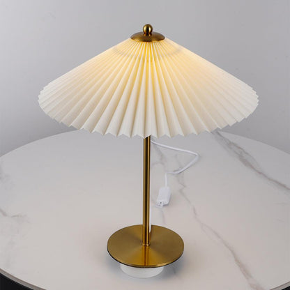 Pleated Table Lamp, Gold Finish