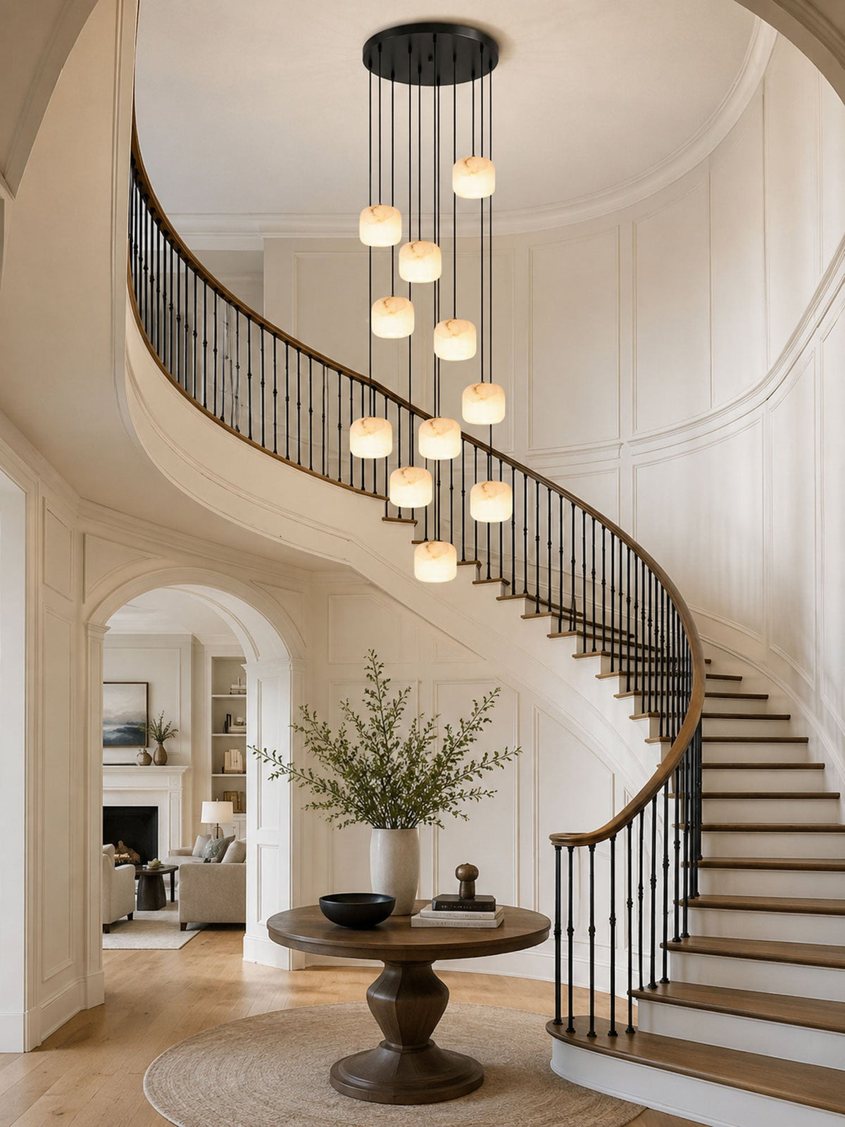 Alabaster Cluster Chandelier with Adjustable Brightness
