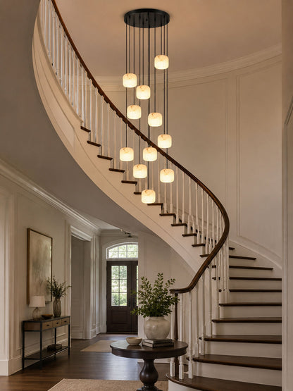 Alabaster Cluster Chandelier with Adjustable Brightness