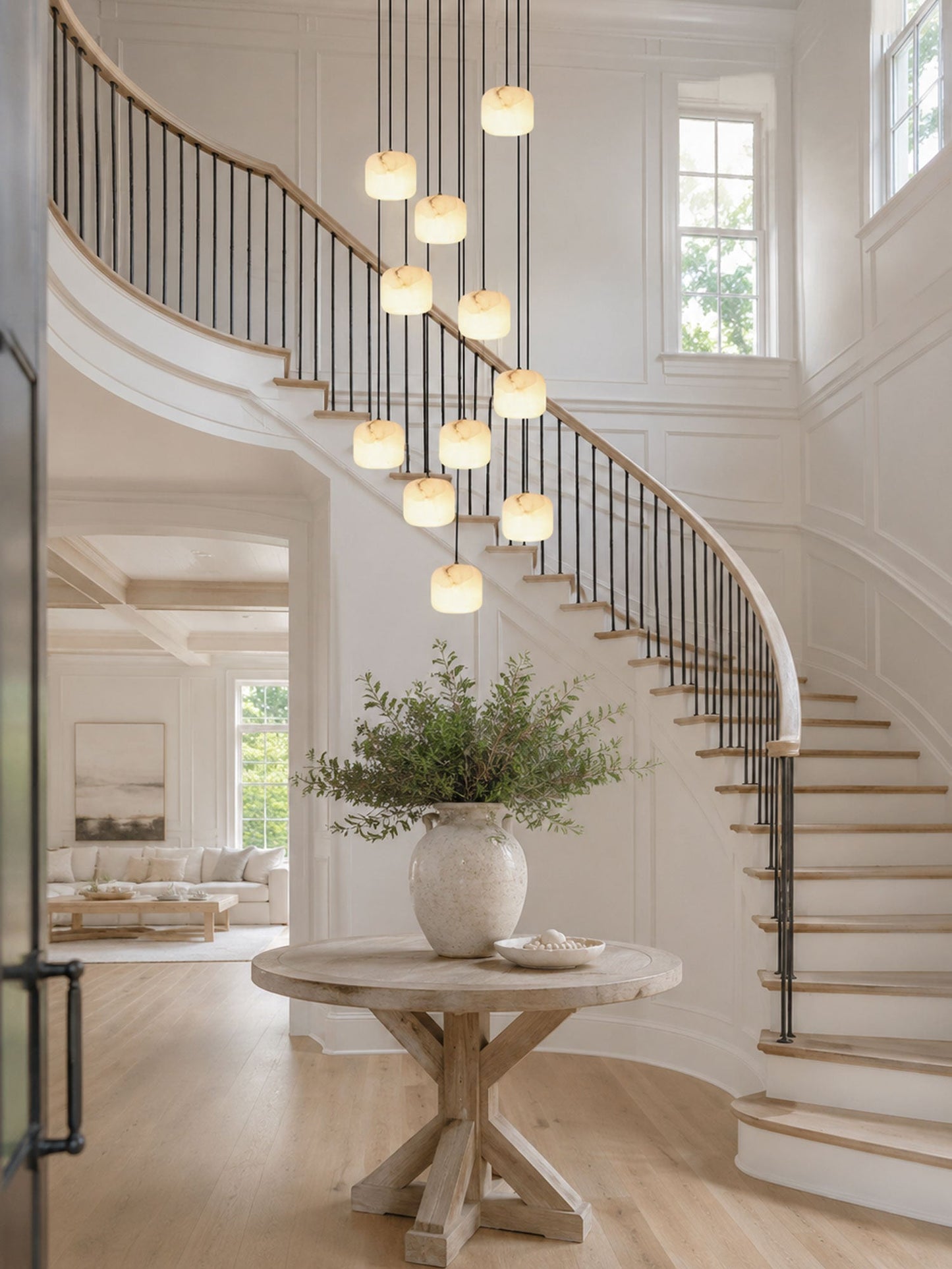 Alabaster Cluster Chandelier with Adjustable Brightness