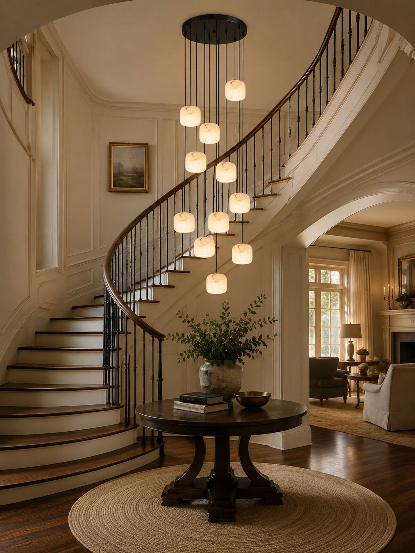 Alabaster Cluster Chandelier with Adjustable Brightness