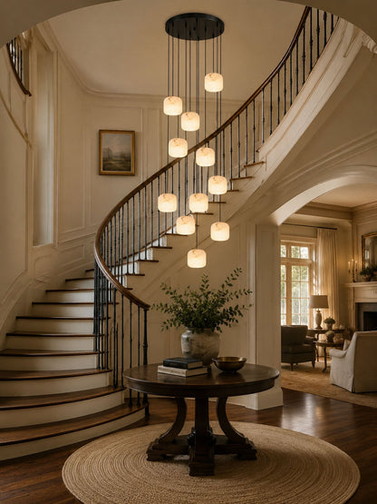 Alabaster Cluster Chandelier with Adjustable Brightness