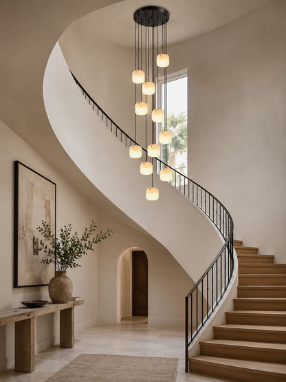 Alabaster Cluster Chandelier with Adjustable Brightness