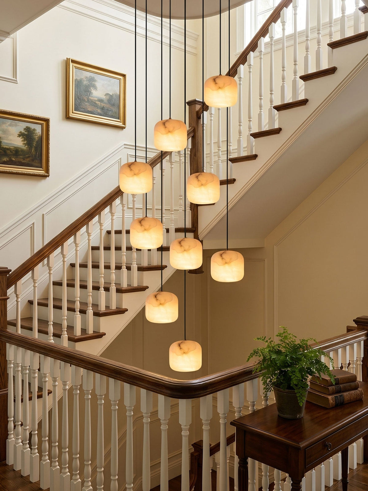 Alabaster Cluster Chandelier with Adjustable Brightness