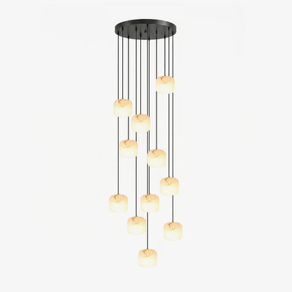 Alabaster Cluster Chandelier with Adjustable Brightness