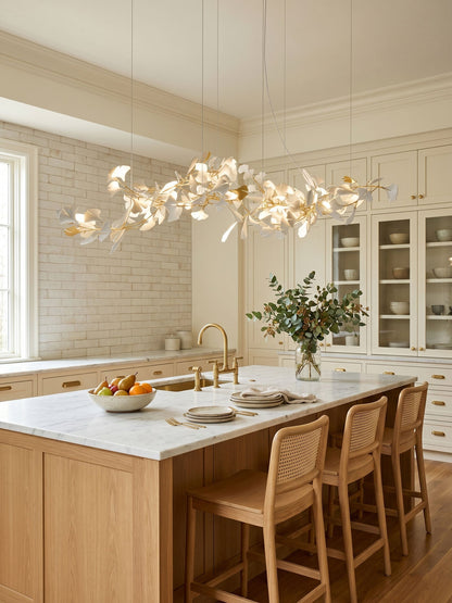 Porcelain Ginkgo Chandelier - Handcrafted, Energy Efficient Lighting