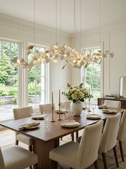 Porcelain Ginkgo Chandelier - Handcrafted, Energy Efficient Lighting