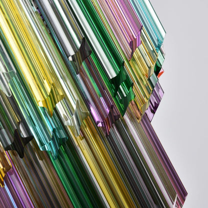 Colorful Prismatic Glass Chandelier with Adjustable Height