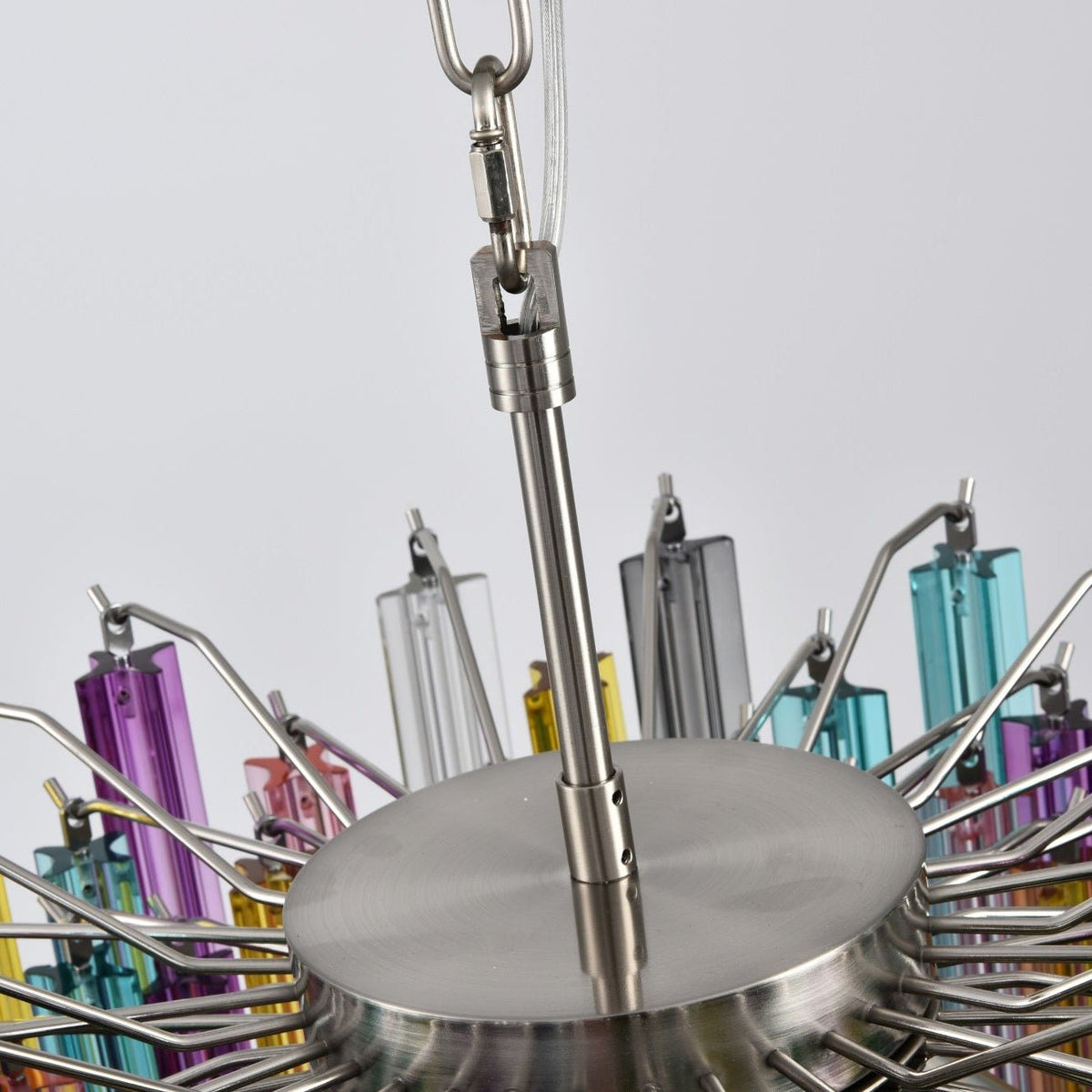 Colorful Prismatic Glass Chandelier with Adjustable Height