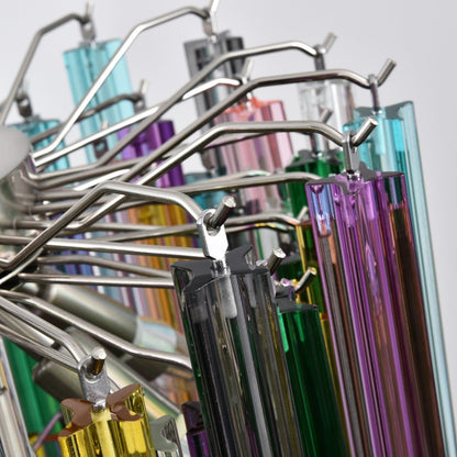 Colorful Prismatic Glass Chandelier with Adjustable Height