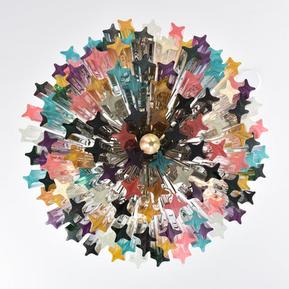 Colorful Prismatic Glass Chandelier with Adjustable Height