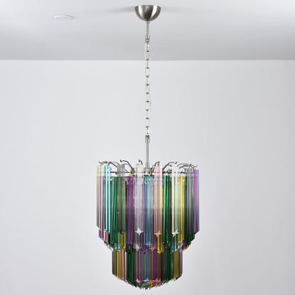 Colorful Prismatic Glass Chandelier with Adjustable Height