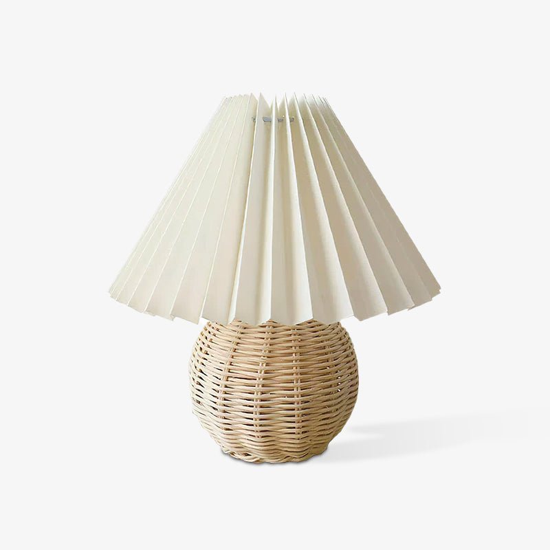 Rattan Pleated Table Lamp, Soft Ambient Light — side view
