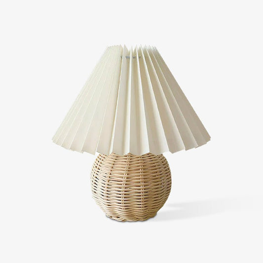 Rattan Pleated Table Lamp, Soft Ambient Light — side view