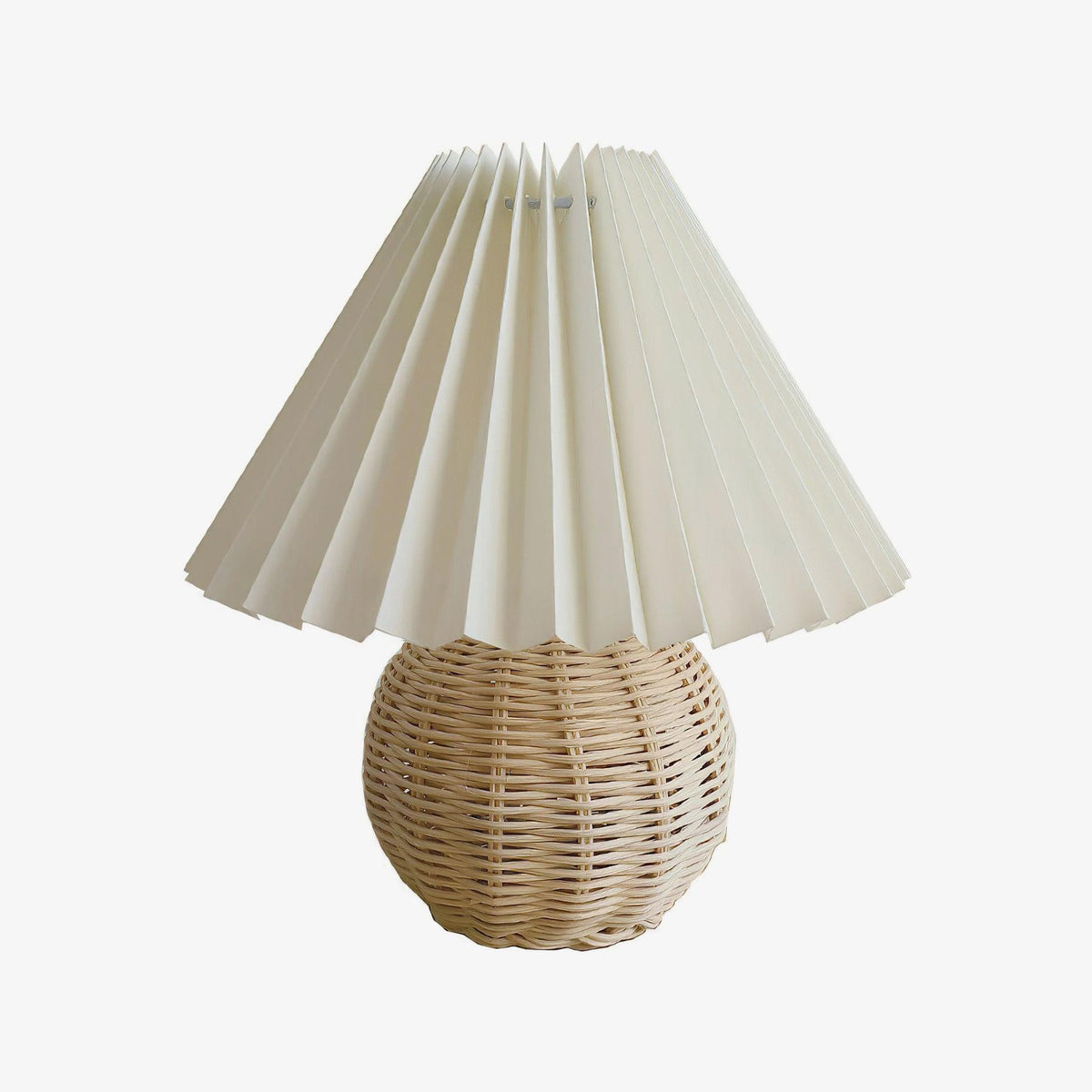 Rattan Pleated Table Lamp, Soft Ambient Light — front view