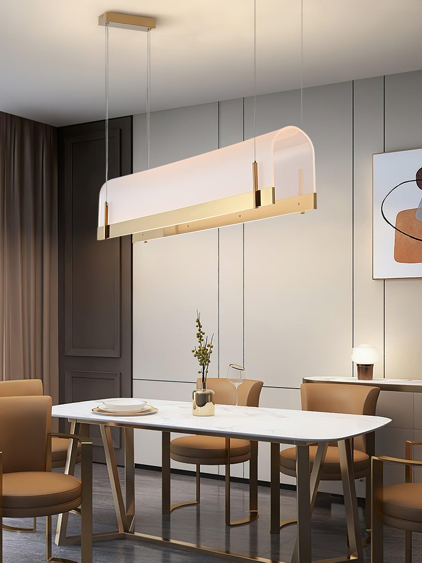 Round Arched Chandelier with Metal Frame