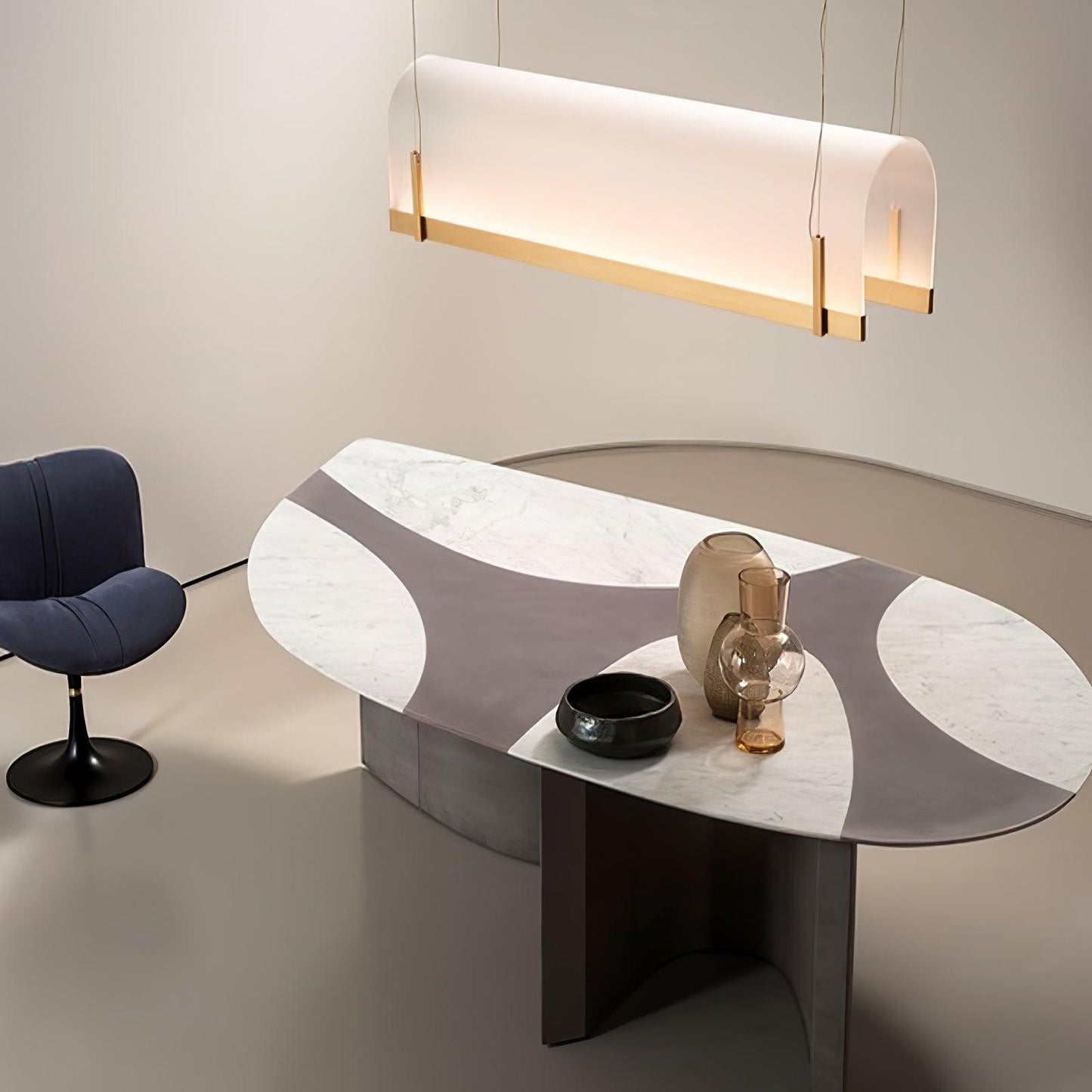 Round Arched Chandelier with Metal Frame — side view