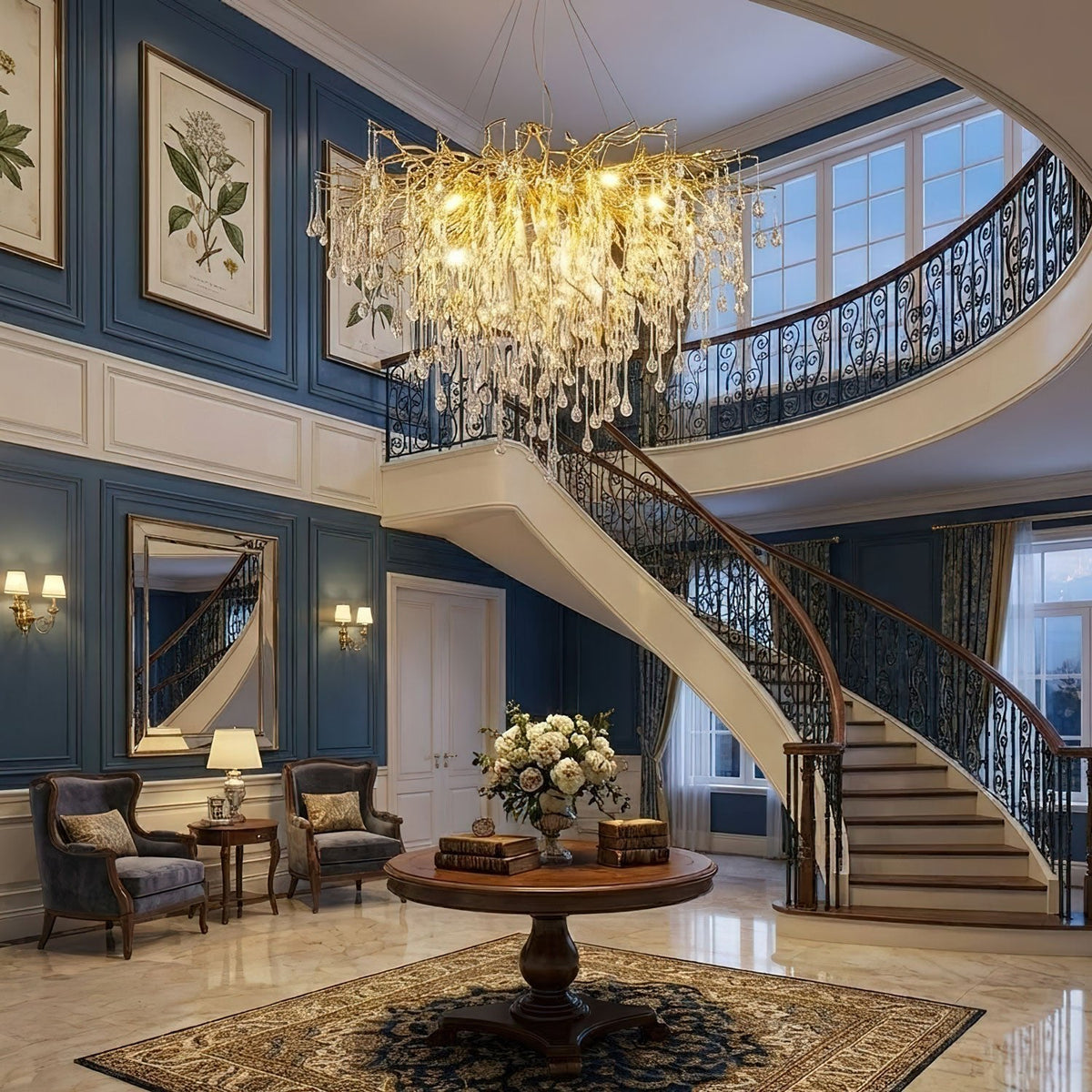 Teardrop Crystal Chandelier with Dimmable Light