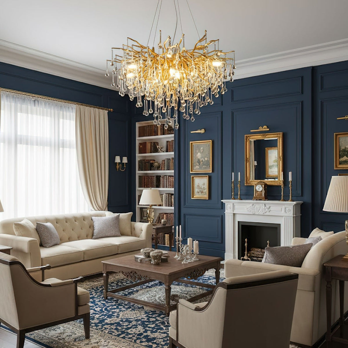 Teardrop Crystal Chandelier with Dimmable Light