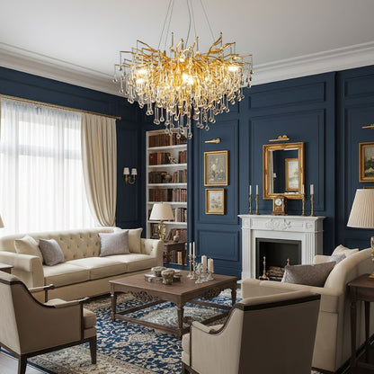 Teardrop Crystal Chandelier with Dimmable Light
