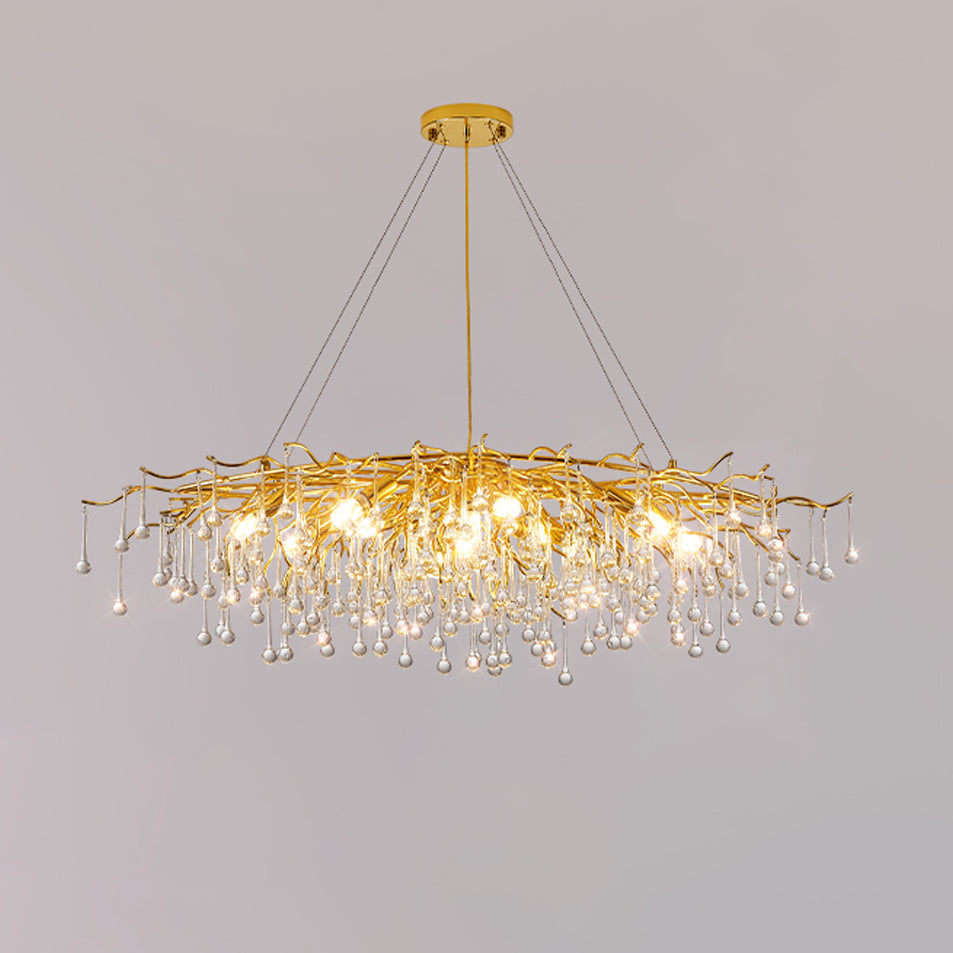 Teardrop Crystal Chandelier with Dimmable Light