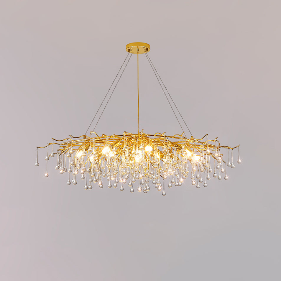 Teardrop Crystal Chandelier with Dimmable Light