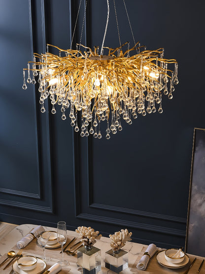 Teardrop Crystal Chandelier with Dimmable Light