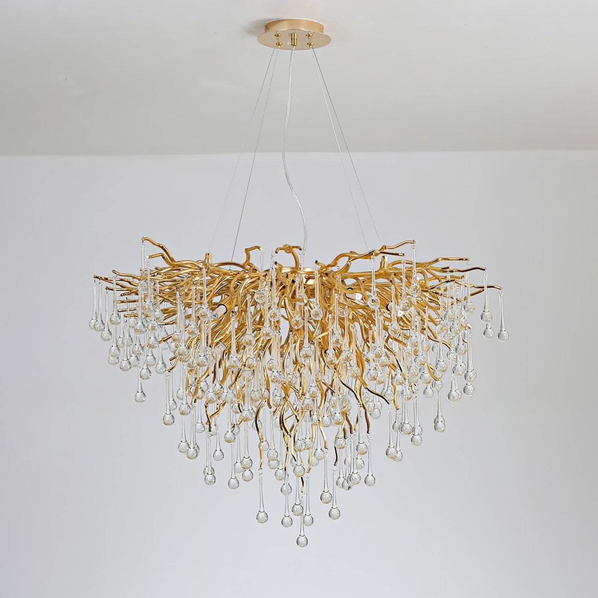 Teardrop Crystal Chandelier with Dimmable Light