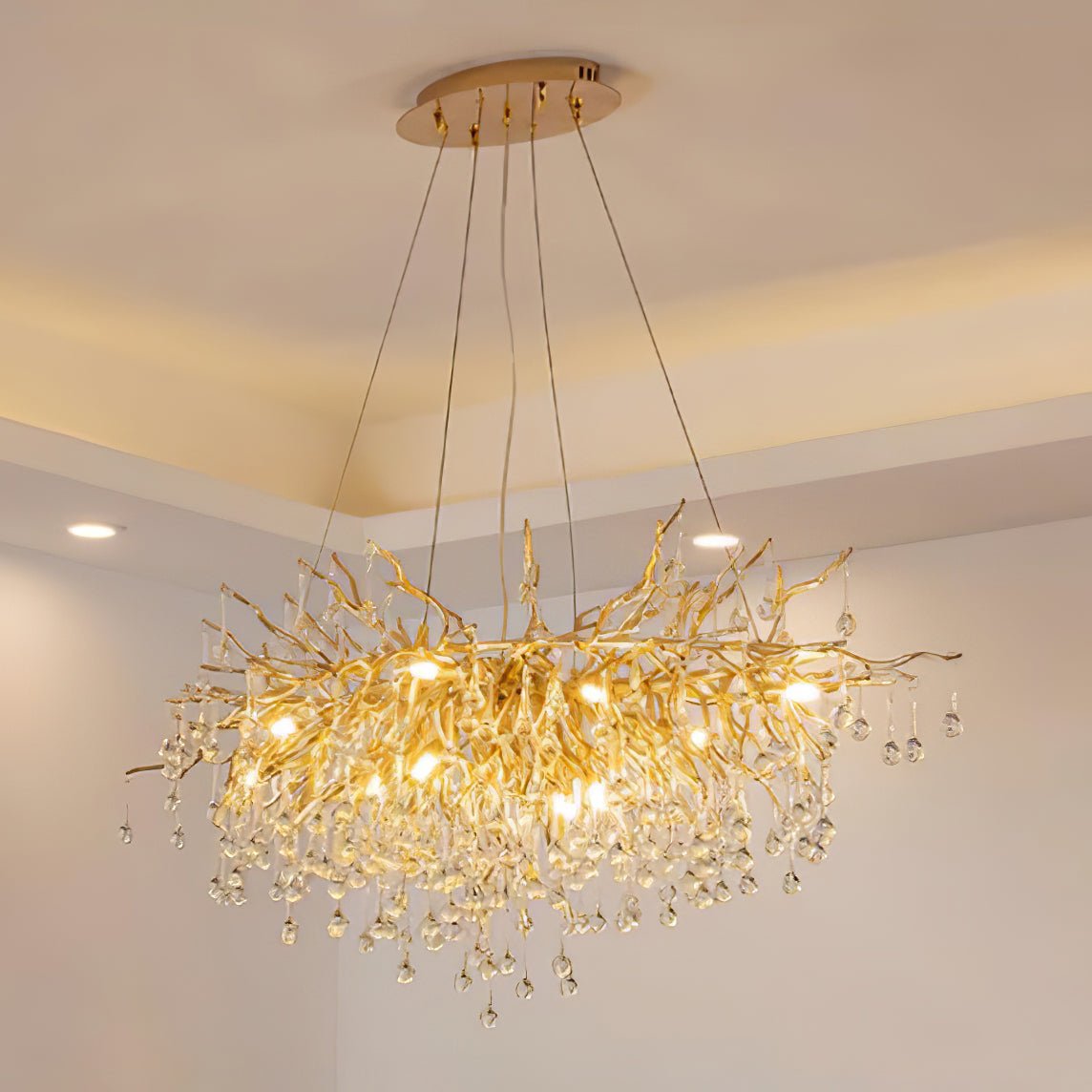 Teardrop Crystal Chandelier with Dimmable Light
